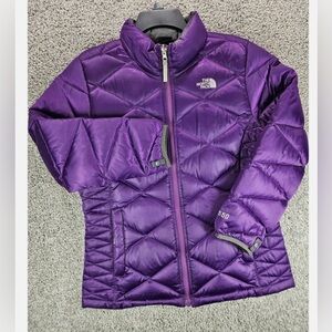 Girls The North Face Down Filled Puffer Jacket Size XS 6 Purple 550 Coat